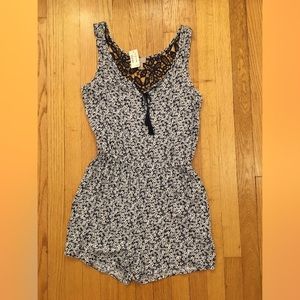 Blue & White Floral Romper